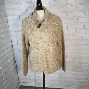 Love Destroyed Ladies Size Large Tan w/ Beige Cowl Neck Straight Fit Sweater